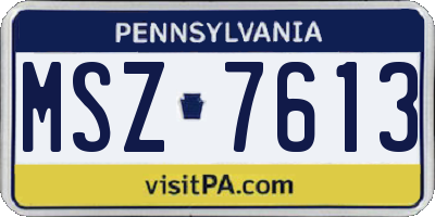 PA license plate MSZ7613