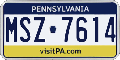 PA license plate MSZ7614