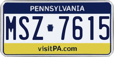 PA license plate MSZ7615