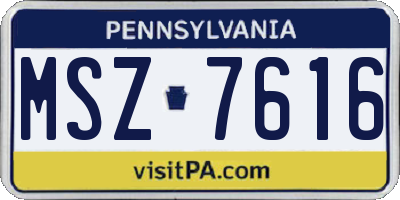 PA license plate MSZ7616