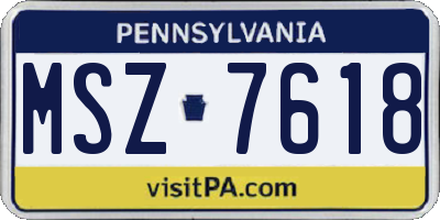 PA license plate MSZ7618
