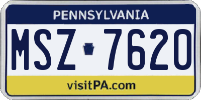 PA license plate MSZ7620