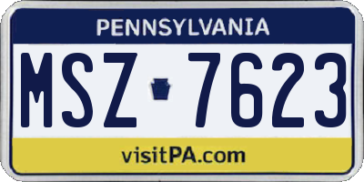 PA license plate MSZ7623