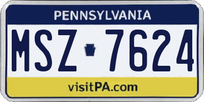 PA license plate MSZ7624