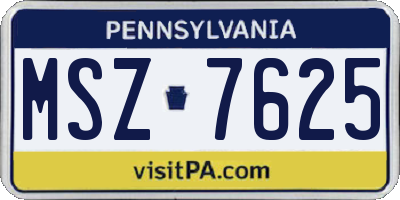 PA license plate MSZ7625