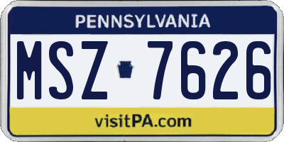 PA license plate MSZ7626