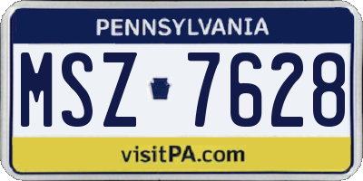 PA license plate MSZ7628