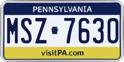 PA license plate MSZ7630