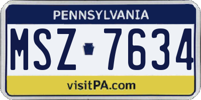 PA license plate MSZ7634