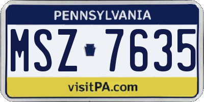 PA license plate MSZ7635