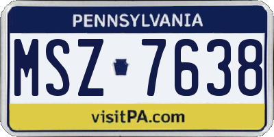 PA license plate MSZ7638