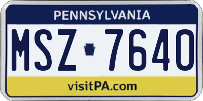 PA license plate MSZ7640