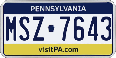 PA license plate MSZ7643