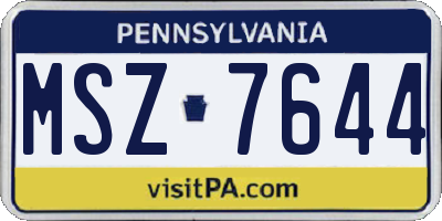 PA license plate MSZ7644