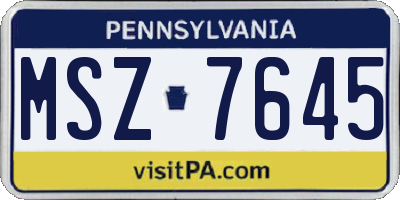 PA license plate MSZ7645