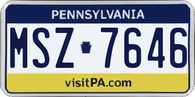 PA license plate MSZ7646