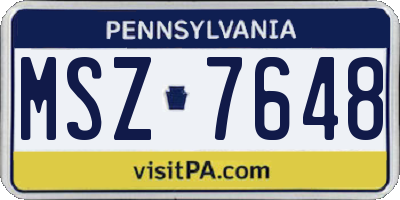 PA license plate MSZ7648