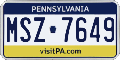 PA license plate MSZ7649