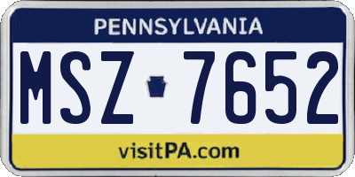 PA license plate MSZ7652