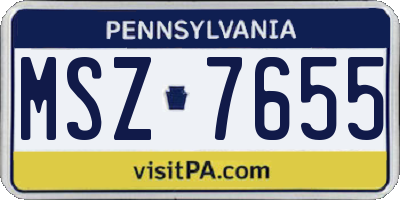 PA license plate MSZ7655