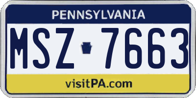 PA license plate MSZ7663