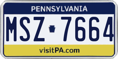 PA license plate MSZ7664