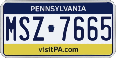 PA license plate MSZ7665