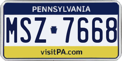 PA license plate MSZ7668