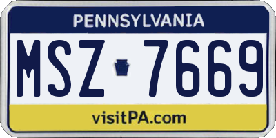 PA license plate MSZ7669