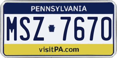 PA license plate MSZ7670