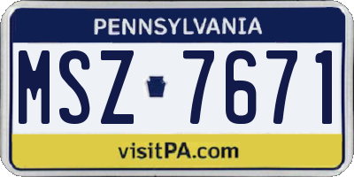 PA license plate MSZ7671