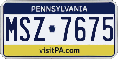 PA license plate MSZ7675