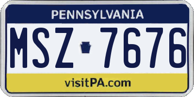 PA license plate MSZ7676