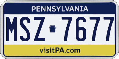 PA license plate MSZ7677