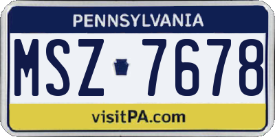 PA license plate MSZ7678