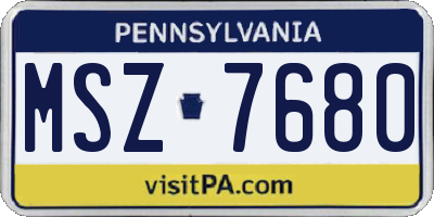 PA license plate MSZ7680