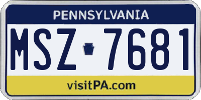 PA license plate MSZ7681