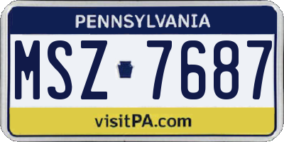PA license plate MSZ7687