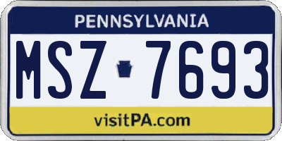 PA license plate MSZ7693