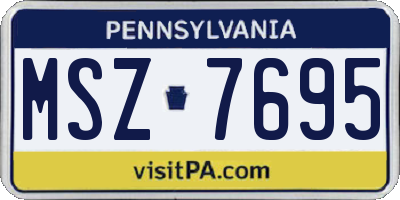 PA license plate MSZ7695