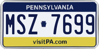 PA license plate MSZ7699