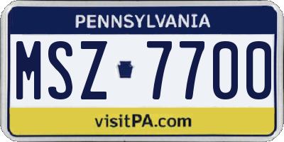 PA license plate MSZ7700