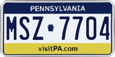 PA license plate MSZ7704