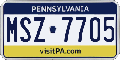PA license plate MSZ7705