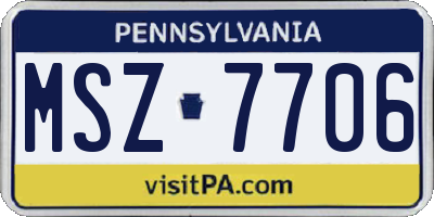 PA license plate MSZ7706