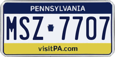 PA license plate MSZ7707