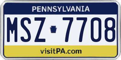 PA license plate MSZ7708