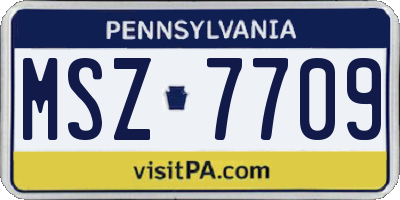 PA license plate MSZ7709
