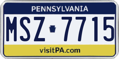PA license plate MSZ7715