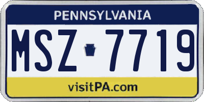 PA license plate MSZ7719